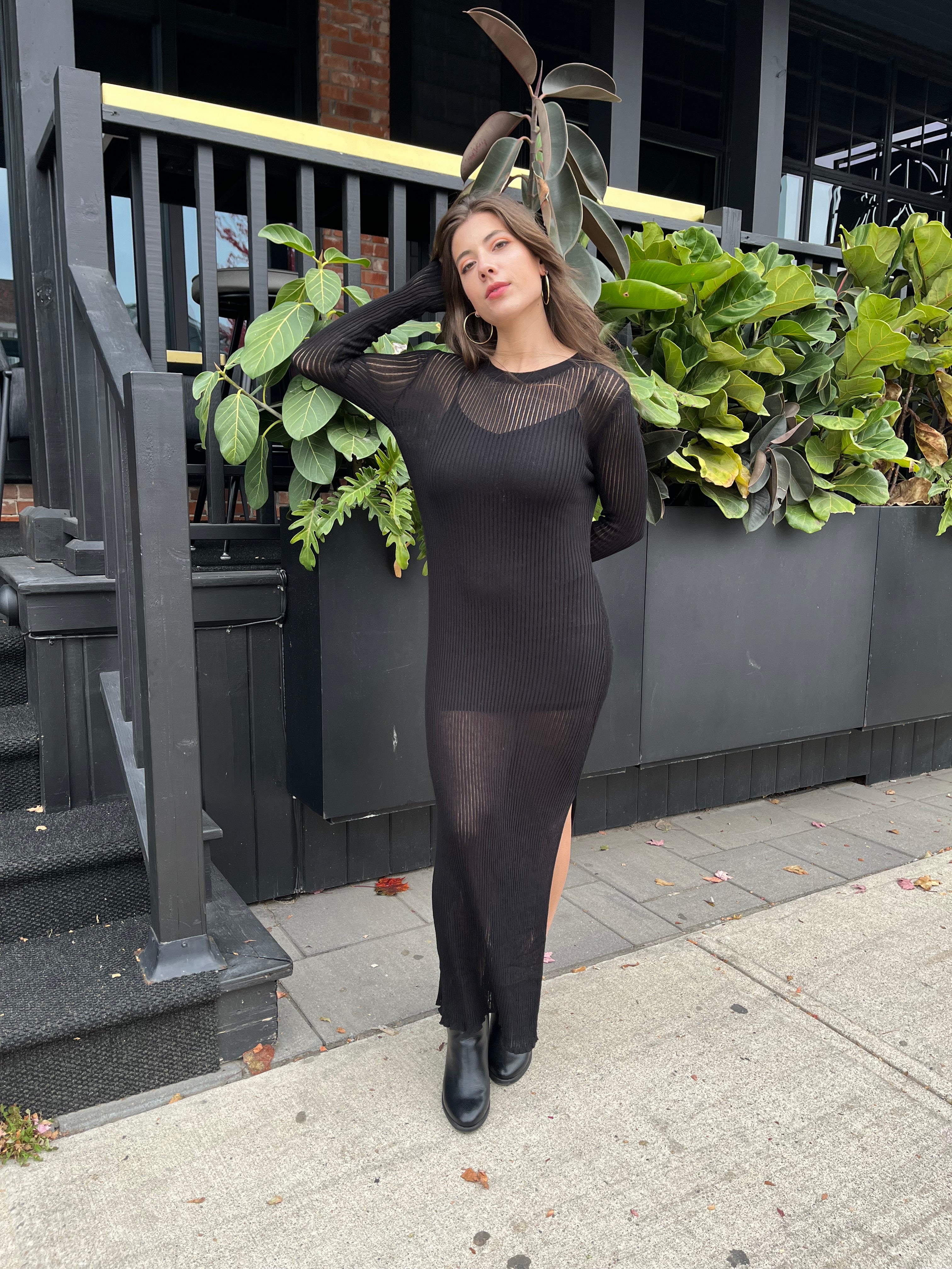 Piper Sheer Rib Knit Midi Dress