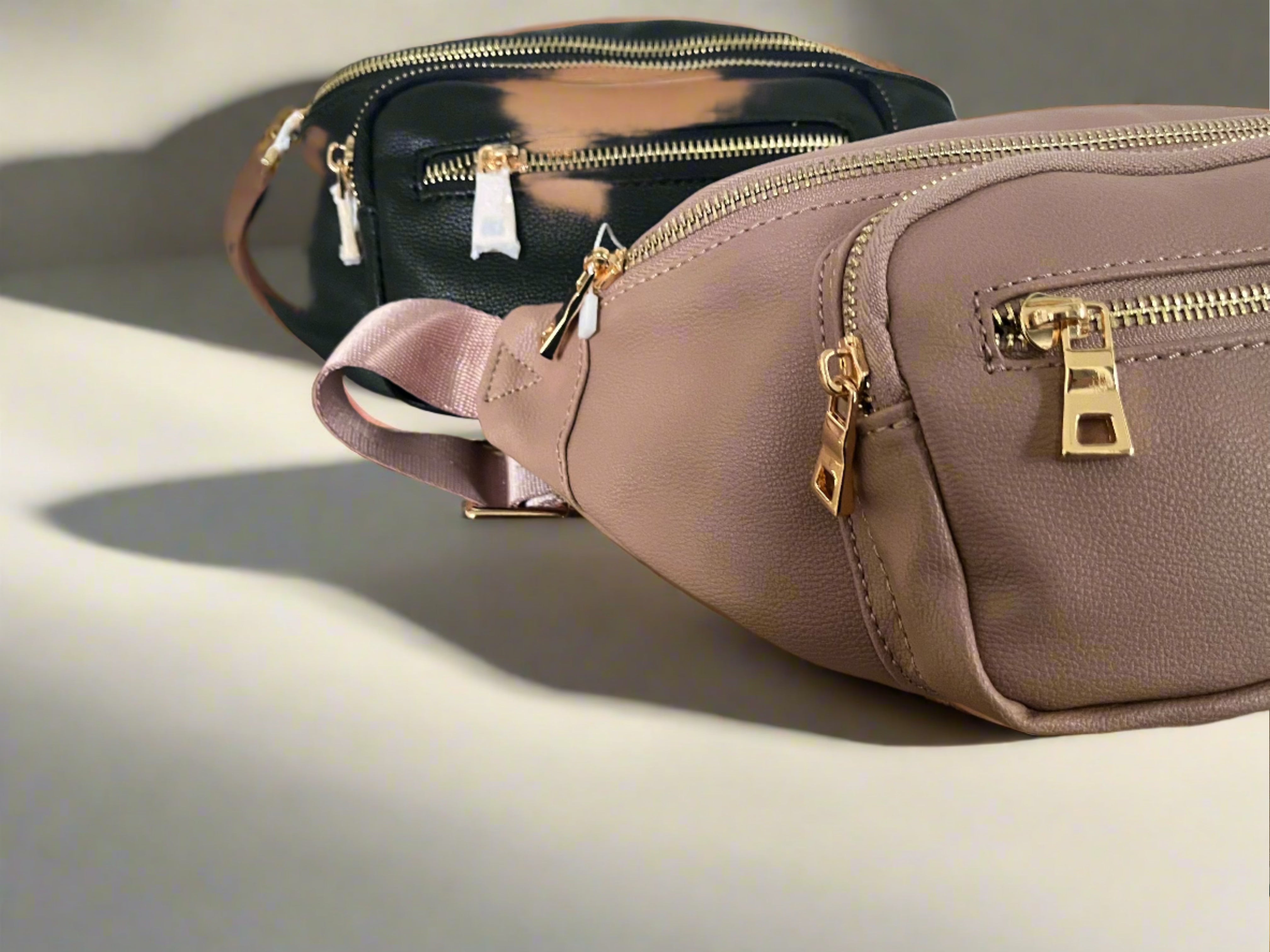 Lavina Waist Bag - Black & Taupe