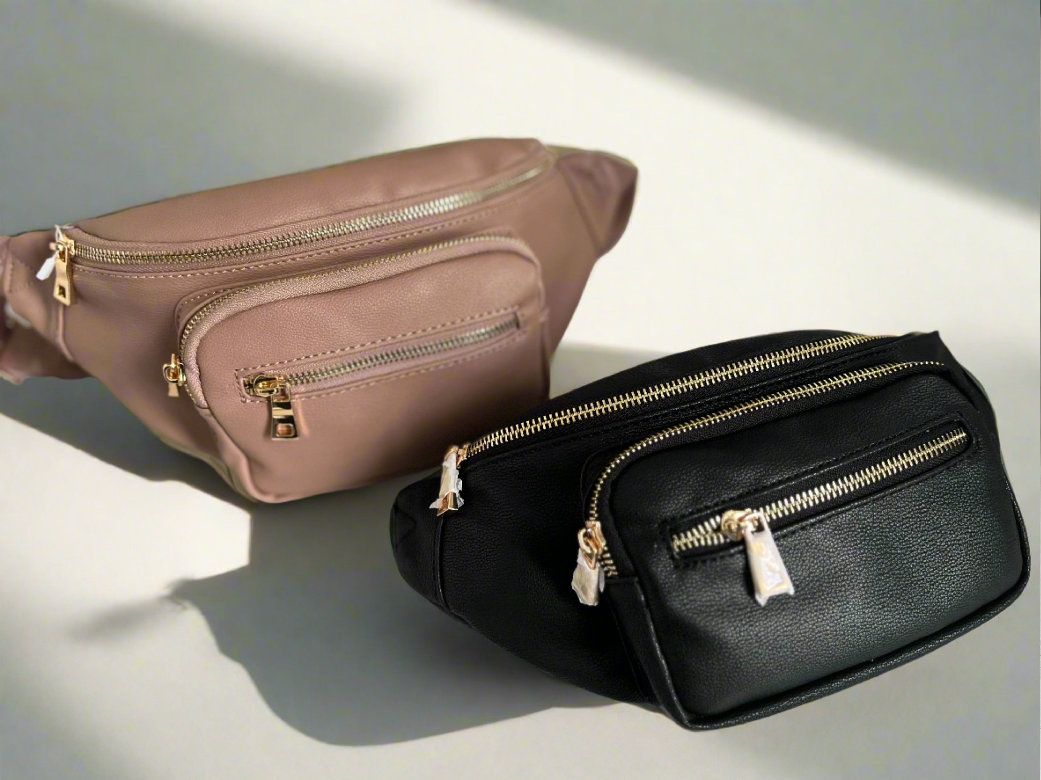 Lavina Waist Bag - Black & Taupe