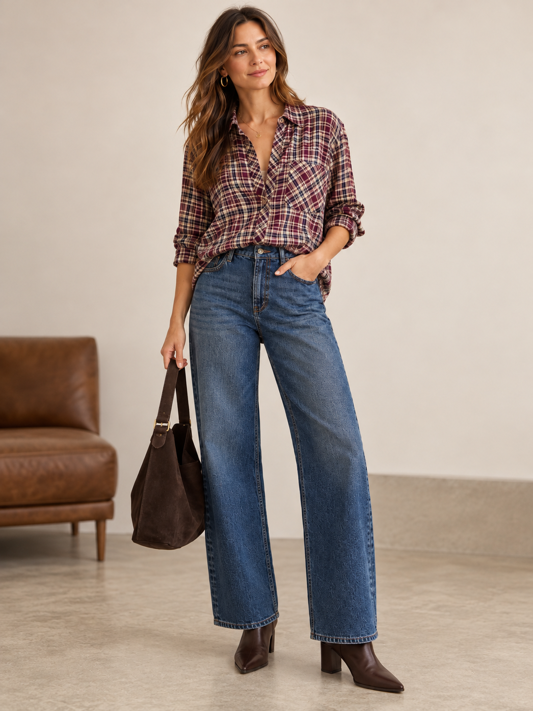 Lainey Plum Plaid Button-Down Shirt