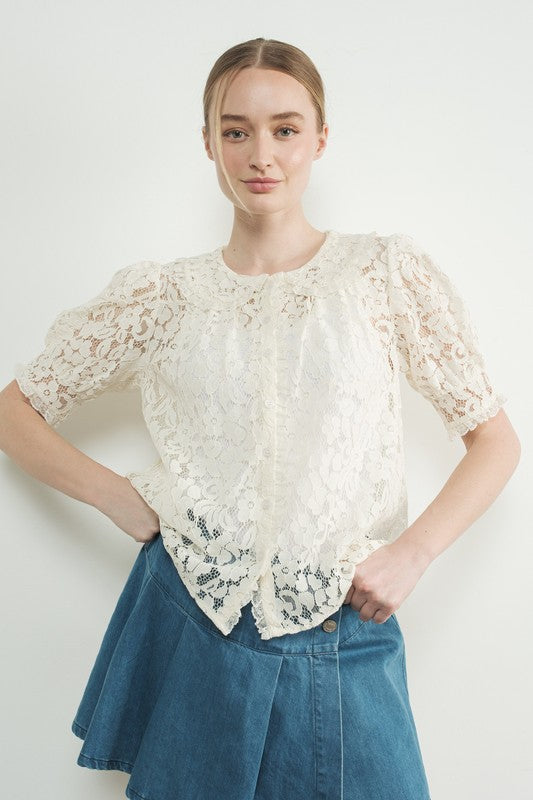 Brooklyn Peterpan Collar Lace Blouse