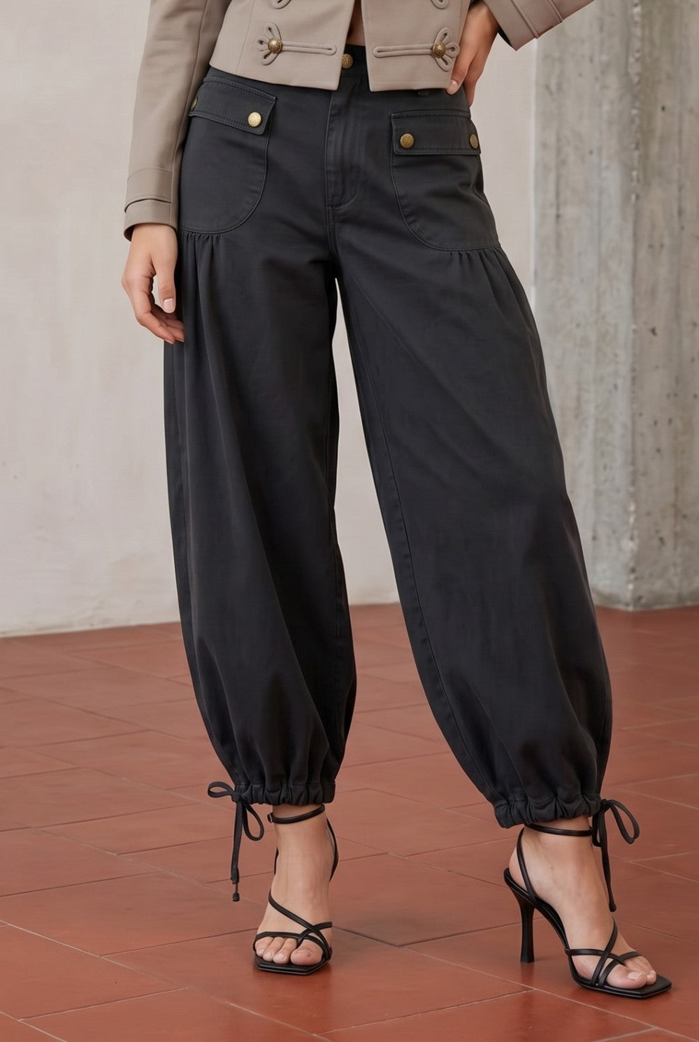 Gina Boho Jogger Pant With Tie Ankles