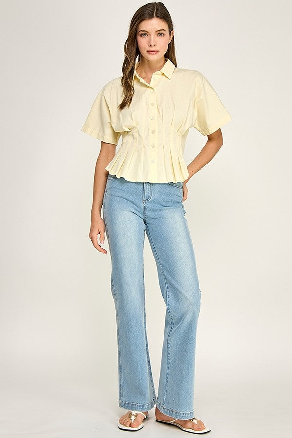 Kendra Pleated waist stretch shirt