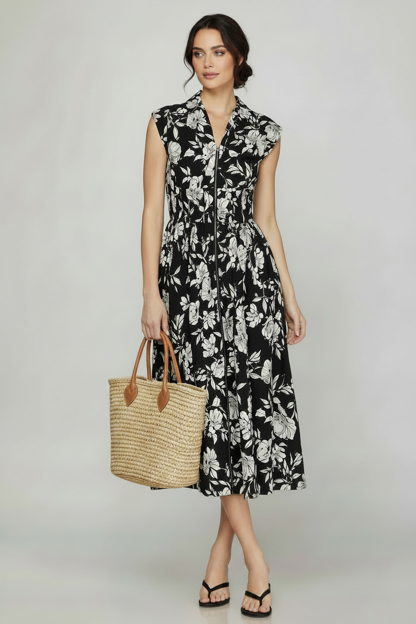 Alecia Floral Zip Dress
