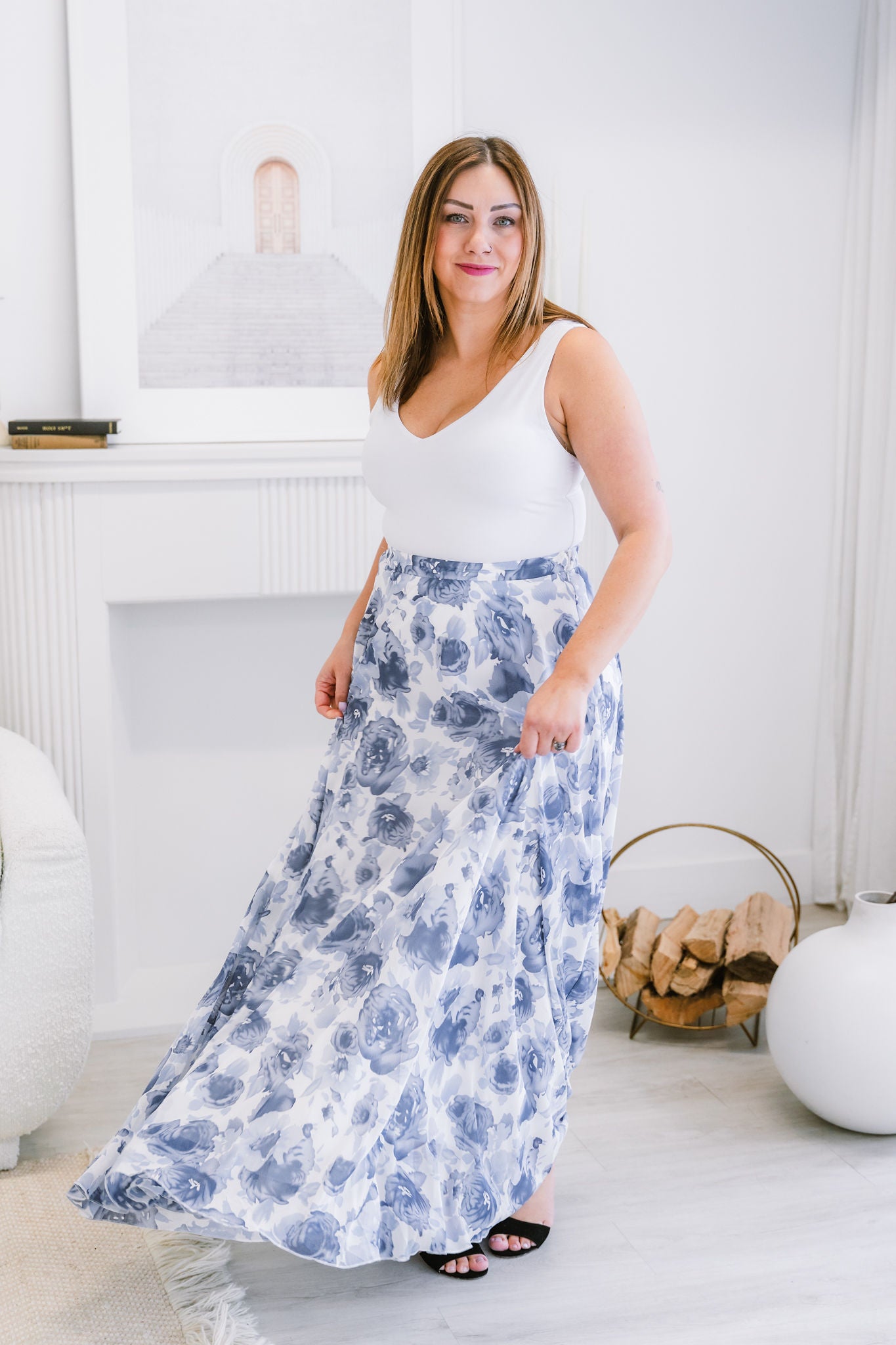 Sorin Soft & Stretchy Full Length Jersey V Neck Tank