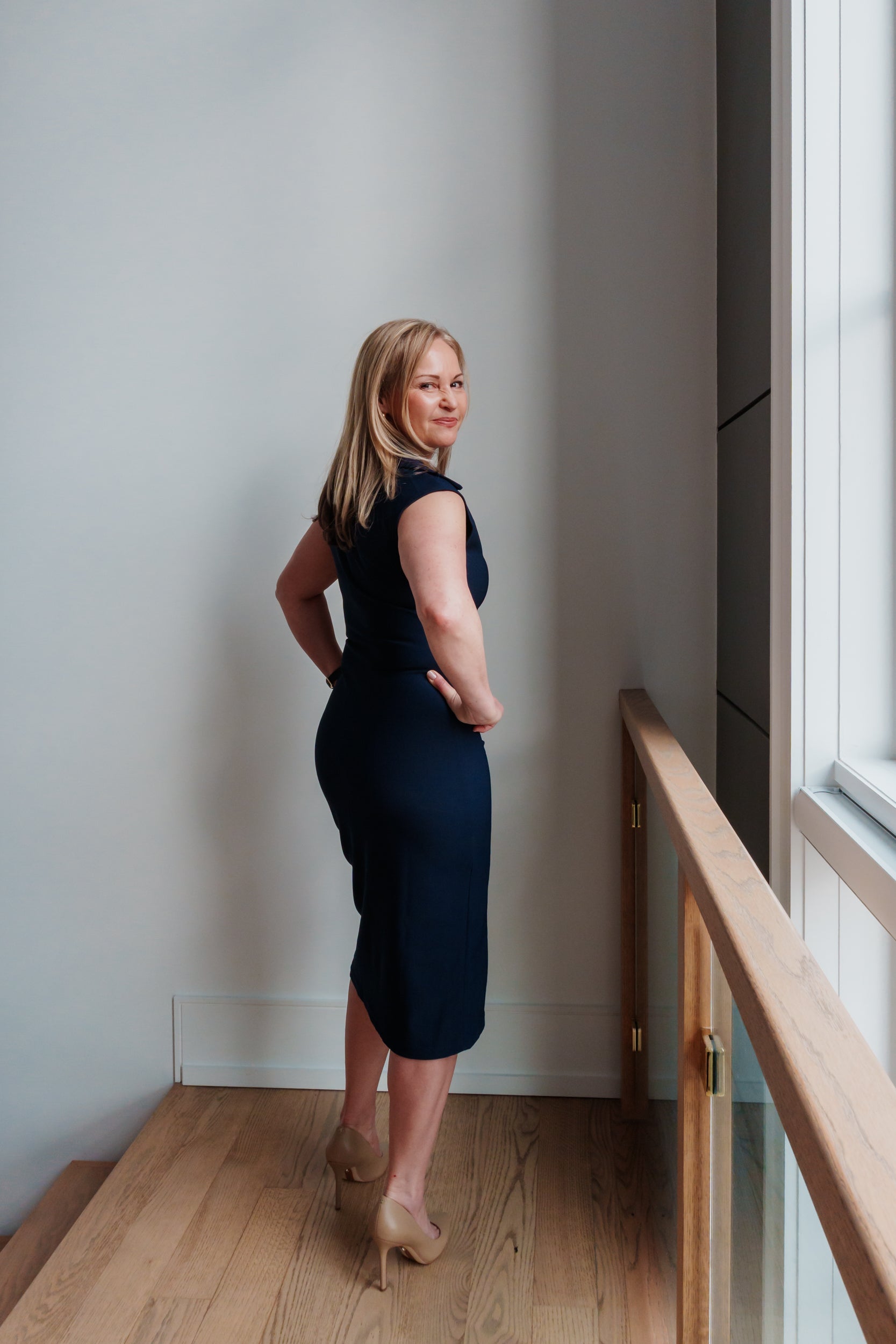 Emma V-Neck Midi Shirt Dress