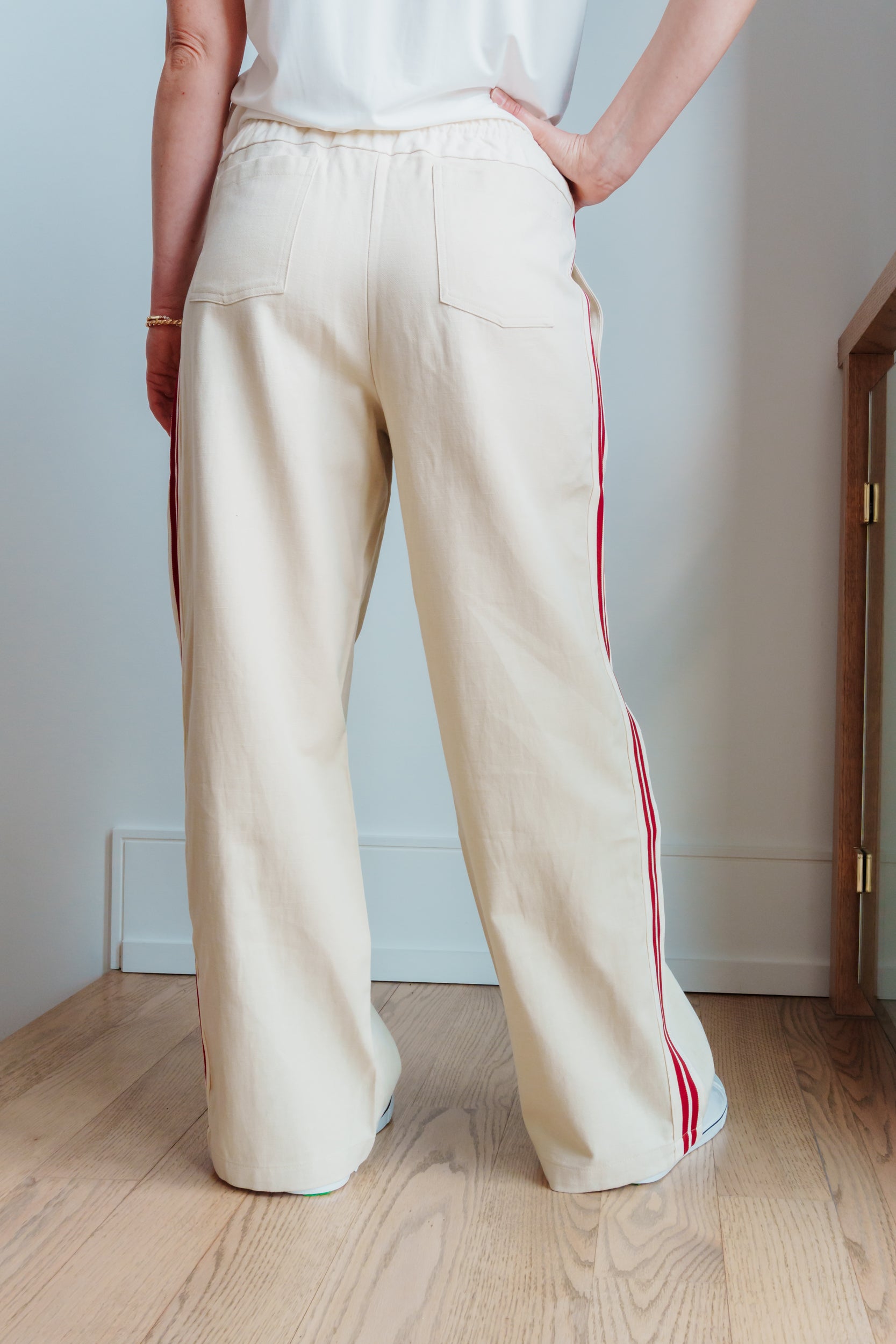 Reina Drawstring Cotton Wide Pants
