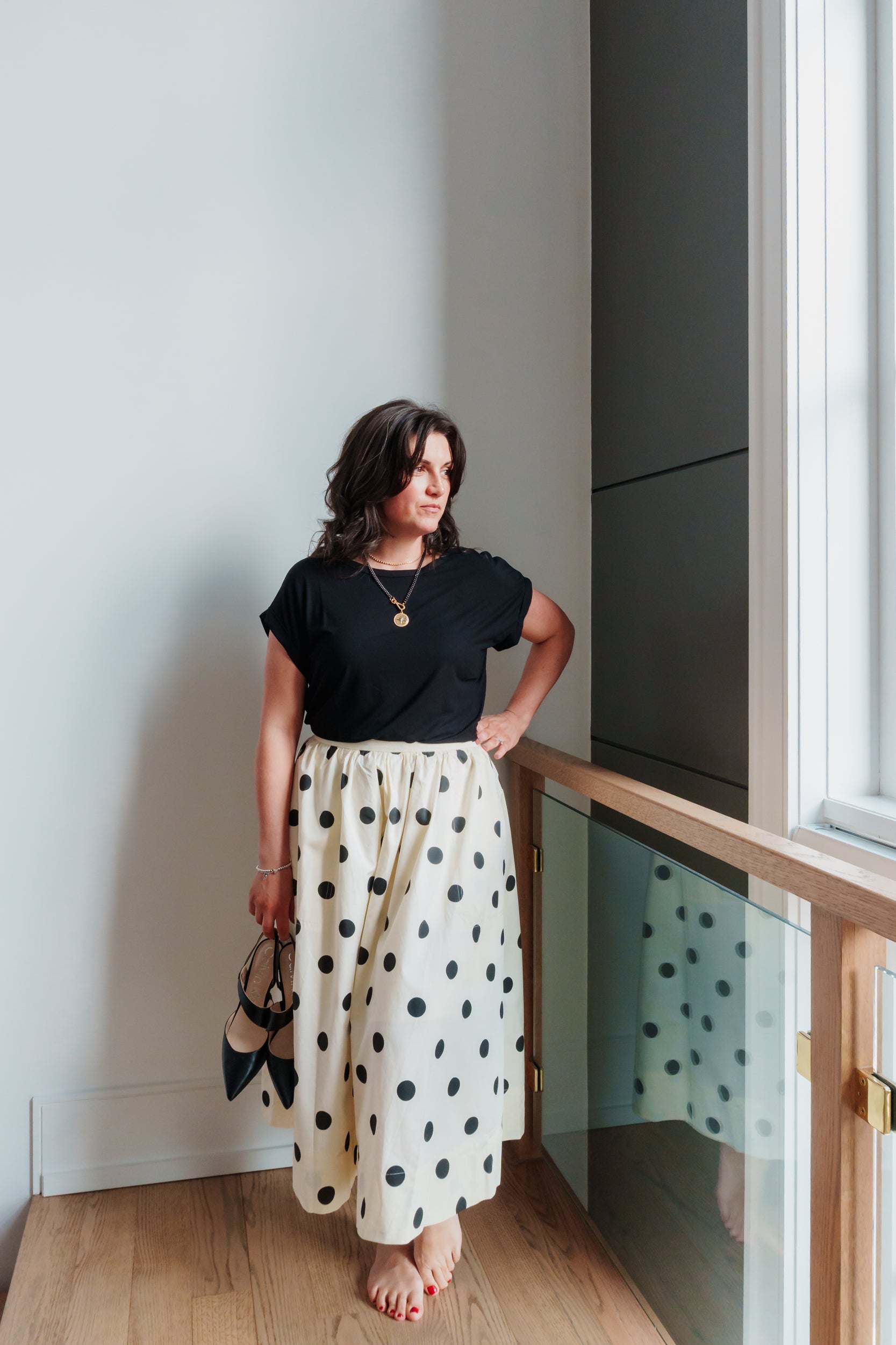 Rosalyn Dot Print Midi Full Skirt