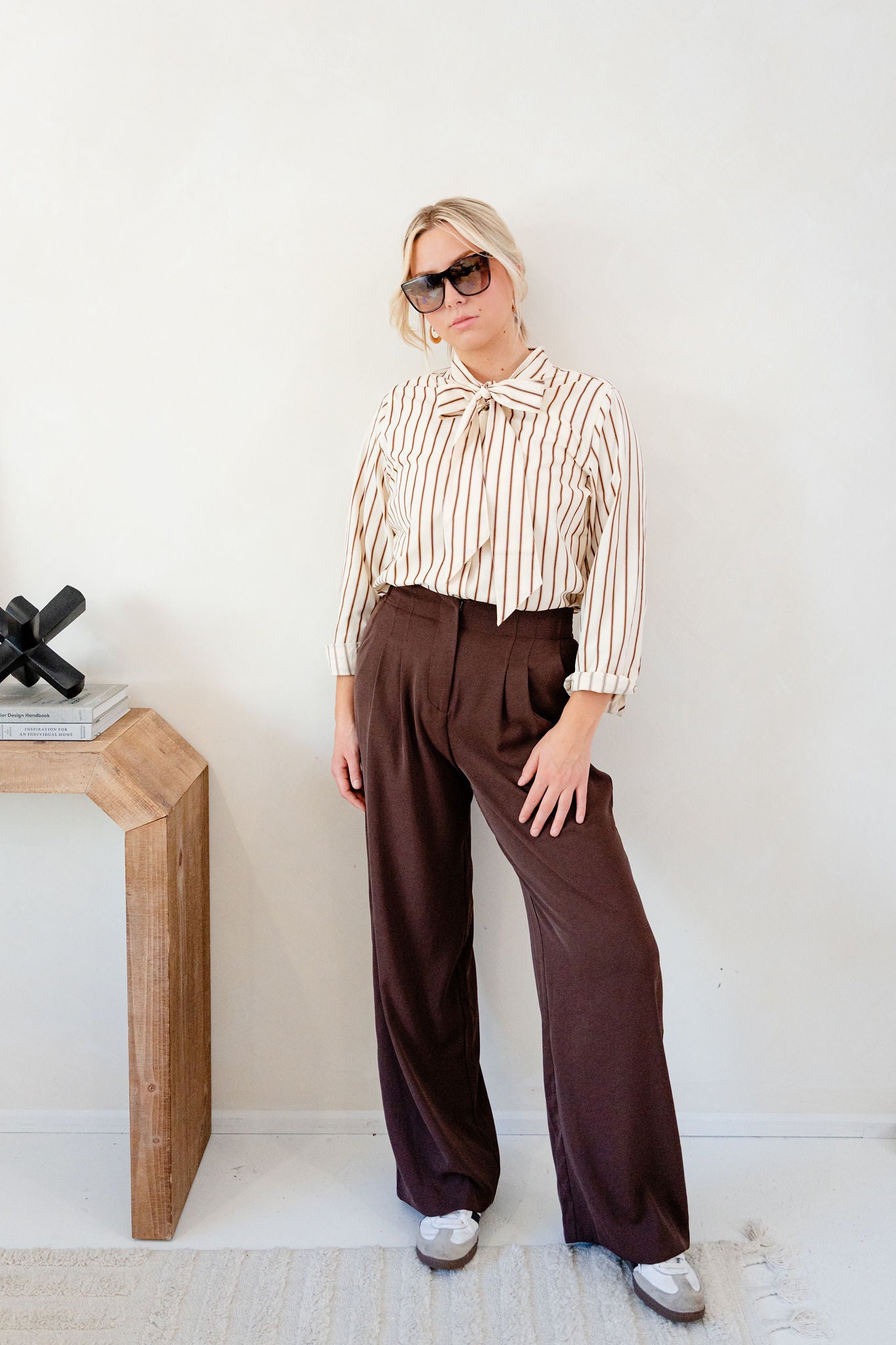 Stevie Striped Bow Tie Shirt