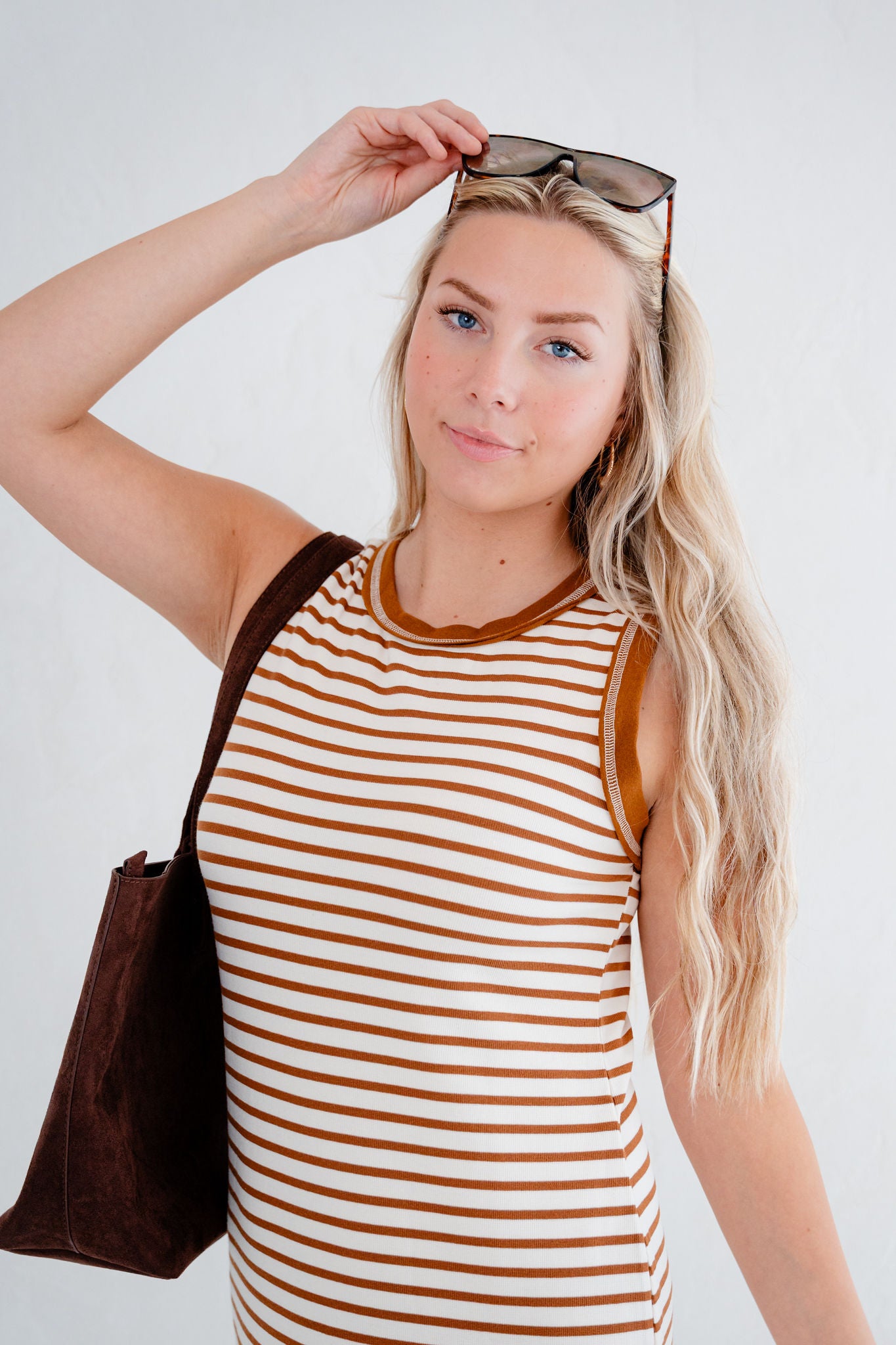 Bree Stripe Sleeveless Side Slit Maxi Dress