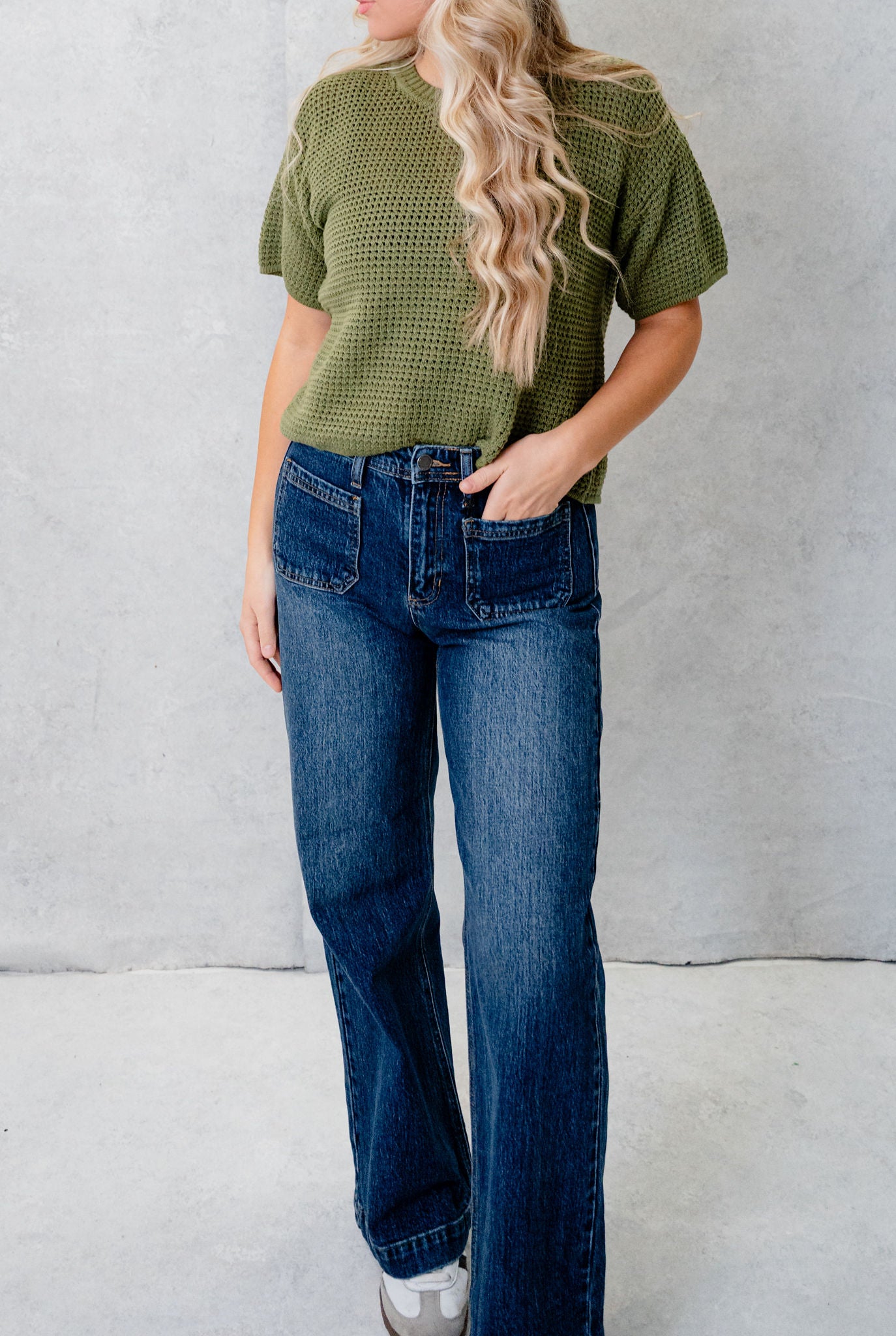 Magee Micro Patch Pocket Wide Leg Jeans