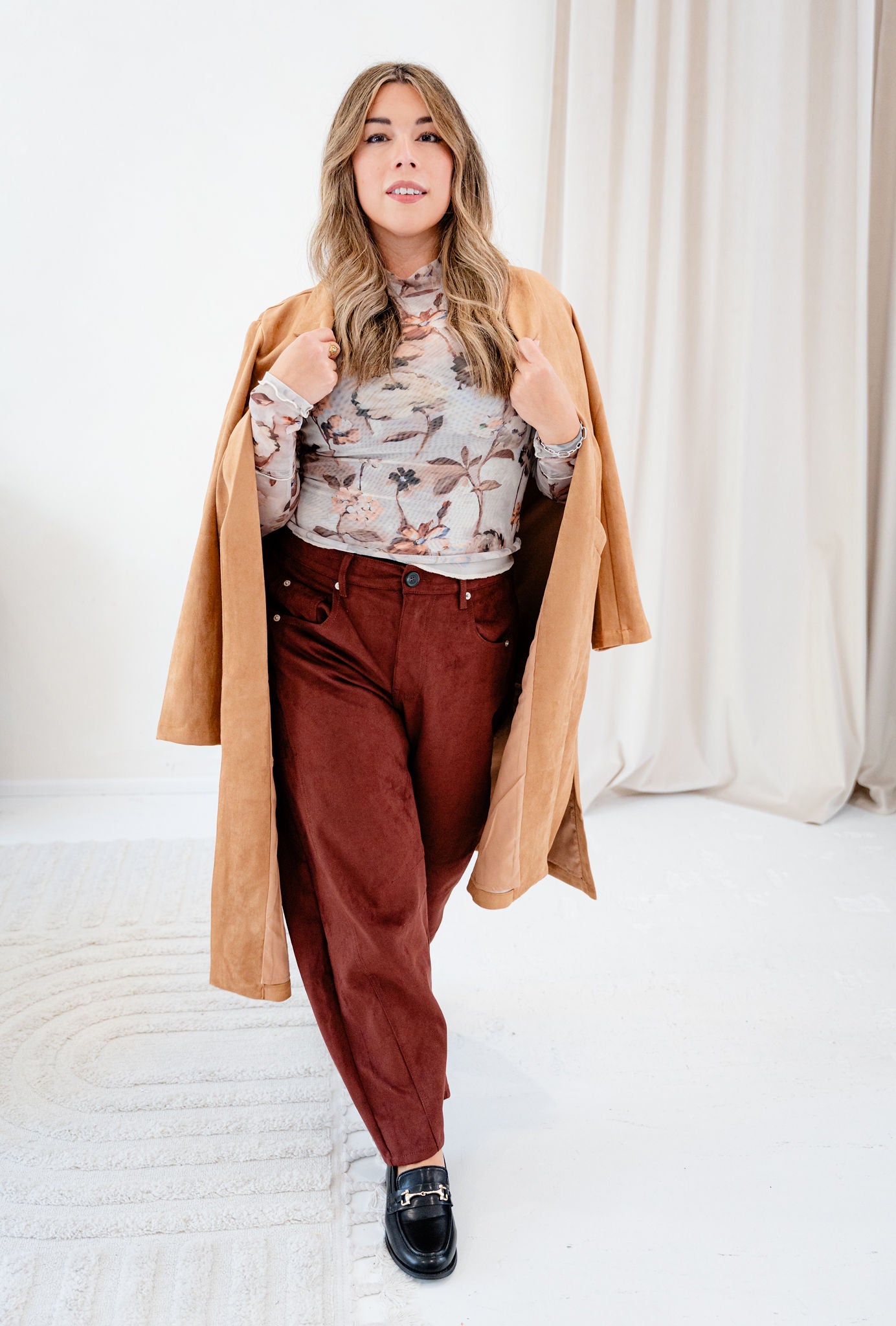 Maura Faux Suede Duster Coat