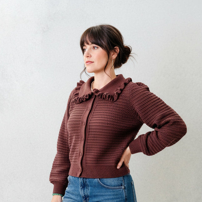 Shyla Ruffle Collar Knit Cardigan