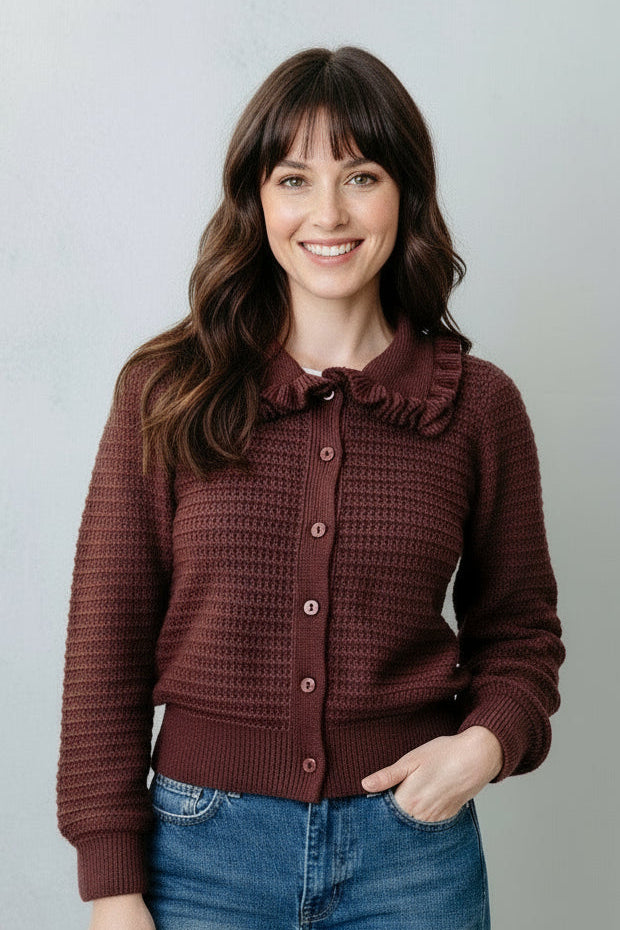 Shyla Ruffle Collar Knit Cardigan