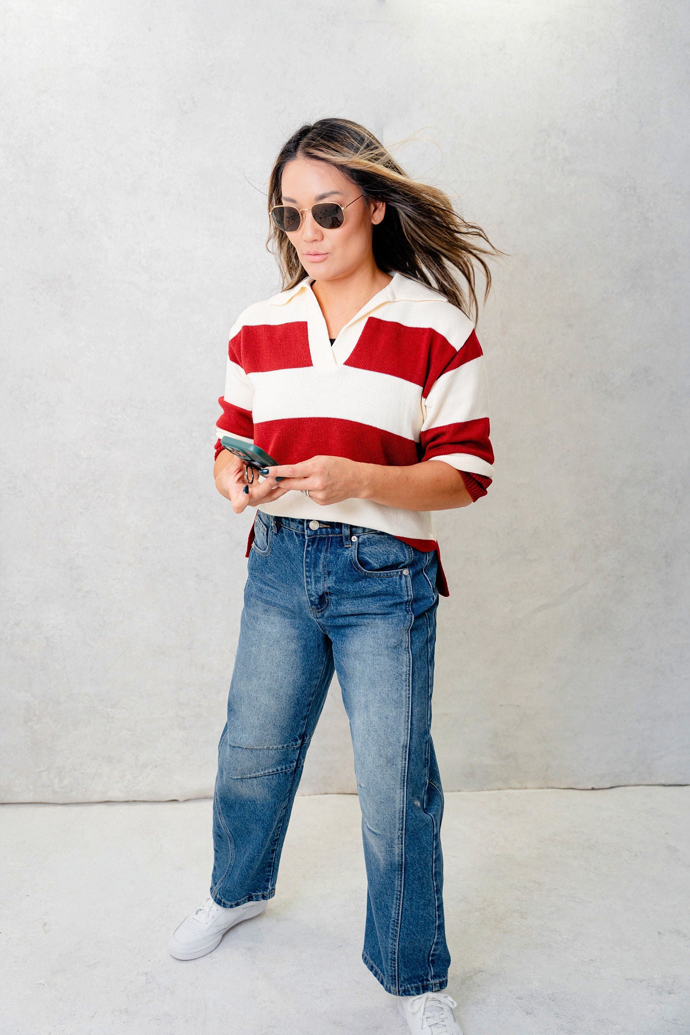 Barri Duo Color Sweater with Contrast Collar