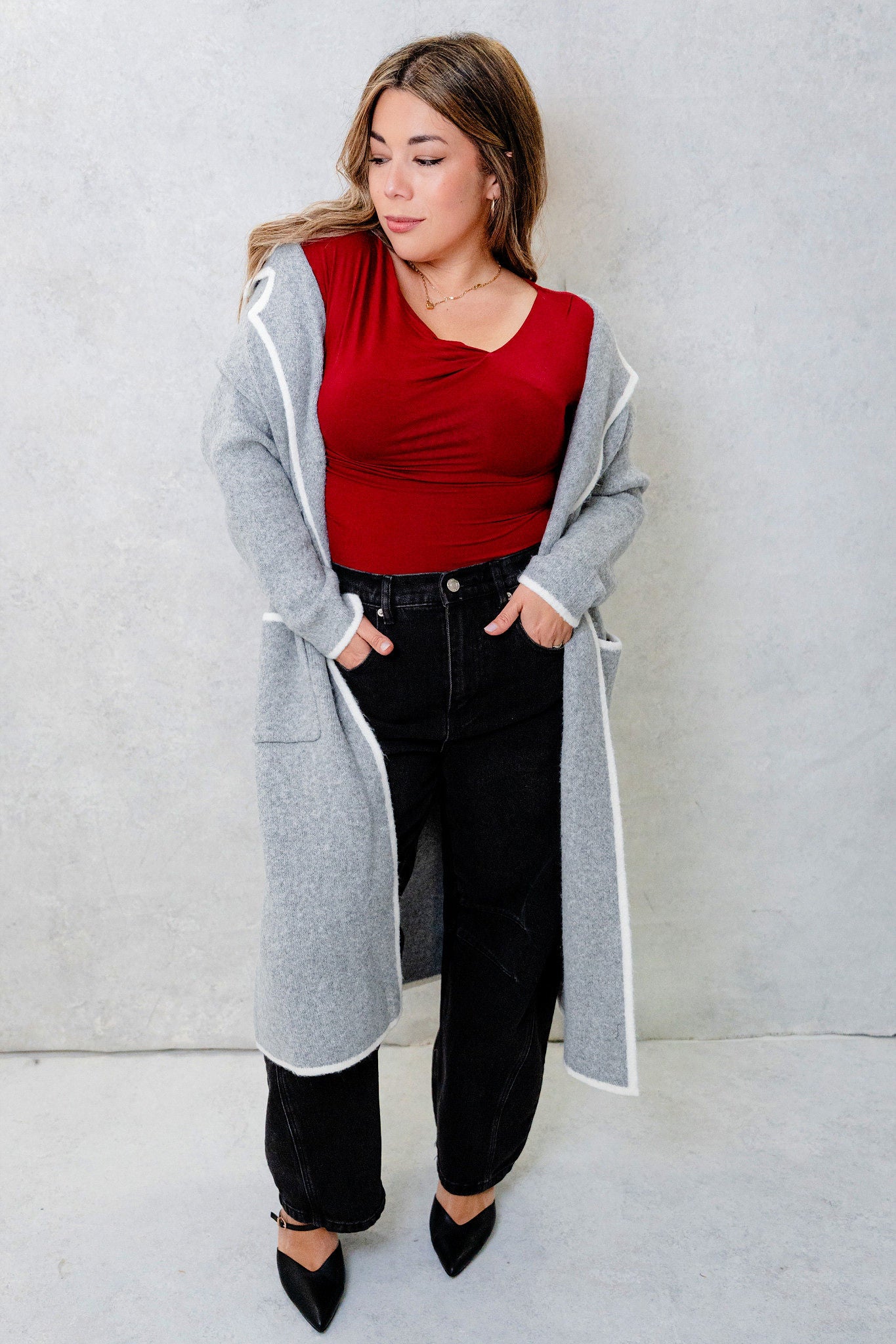 Flynn Asymmetrical Wrap Neckline Knit Top