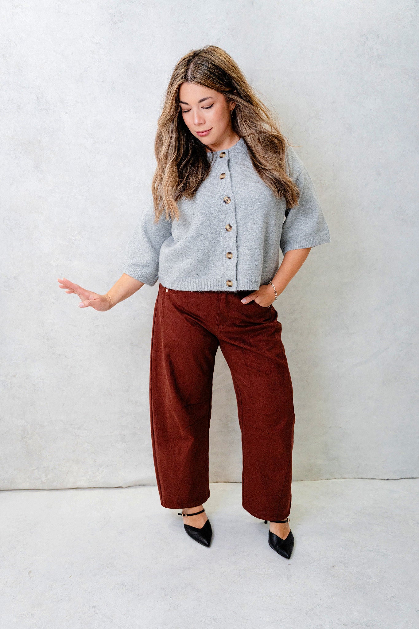Jill Button Down Wide Sleeve Cardigan