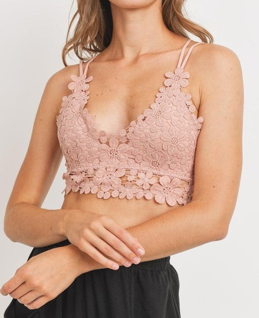 Strappy Lace Padded Bralette / Crop Top by Wishlist- Cocoa - Miss Monroe  Boutique