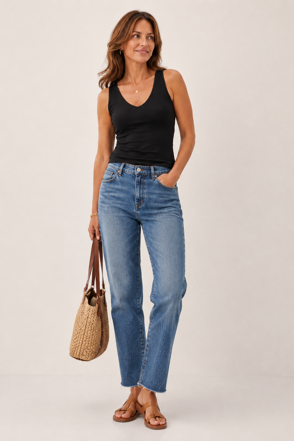 Lara Double Lined Full Length V-Neck Tank