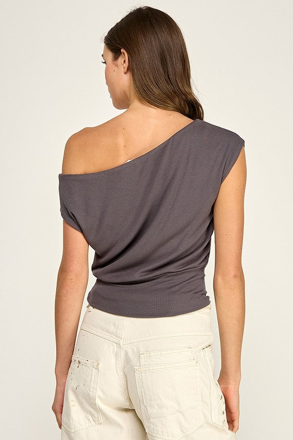 Kara One Shoulder double layer stretch top