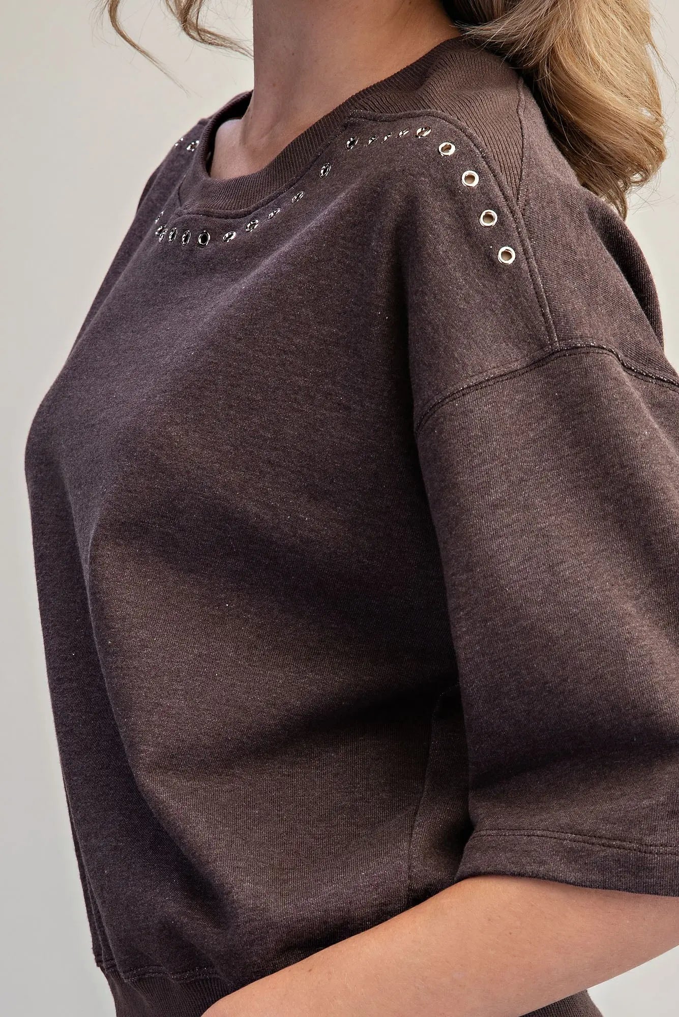 Carlota Grommet Detail Short Sleeve Sweatshirt