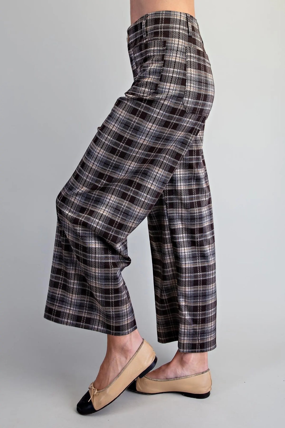 Rocky Plaid Patch Pocket Wide Leg Pant