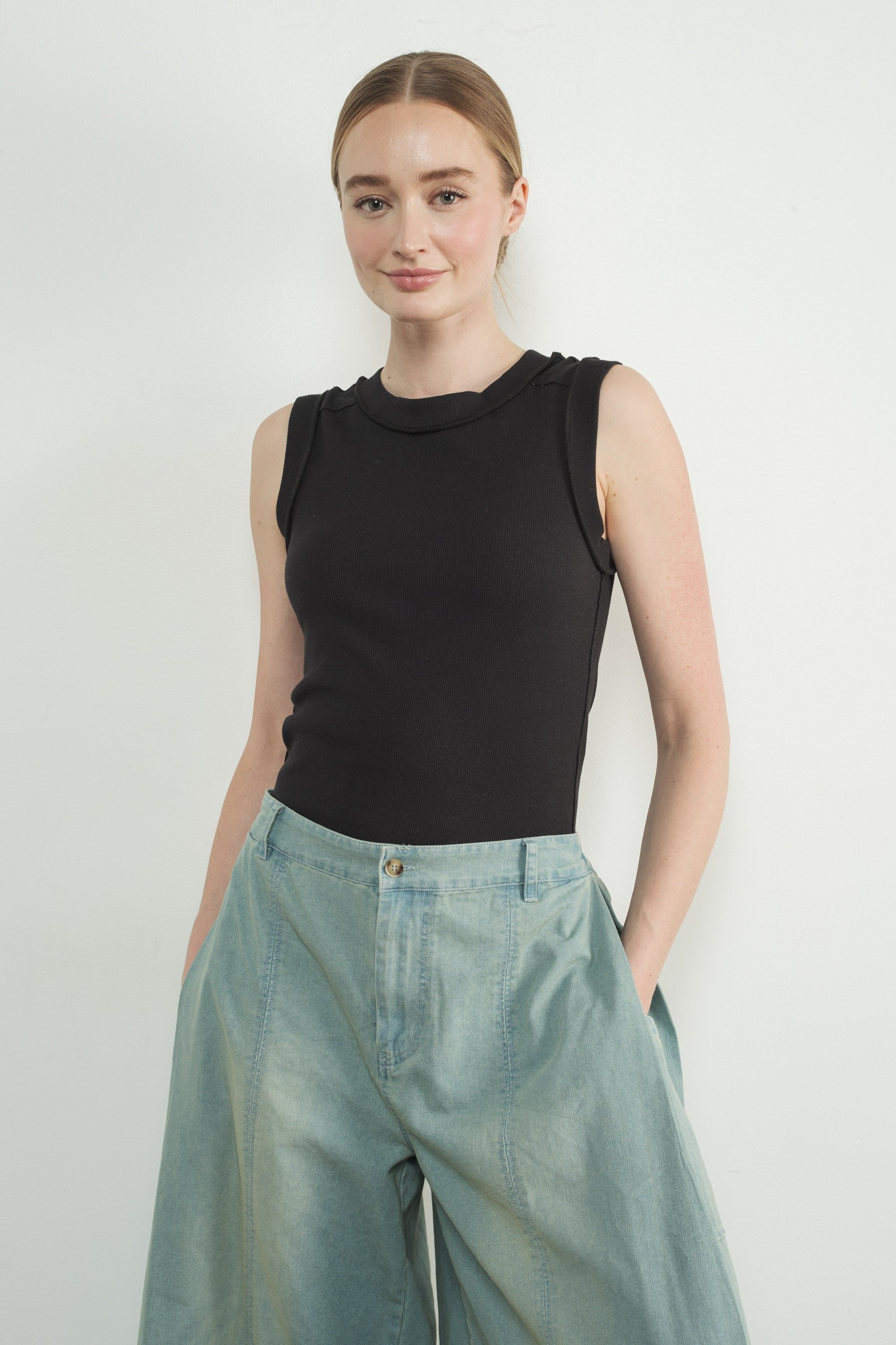 Maeve Ribbed Jersey Inside Out Tank