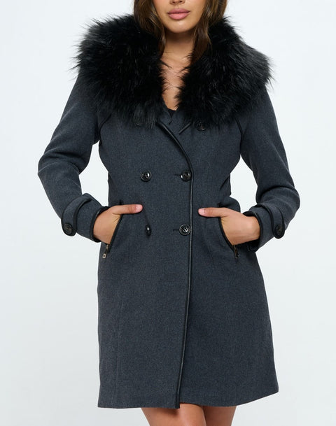 Joanna removable faux cur collar Coat