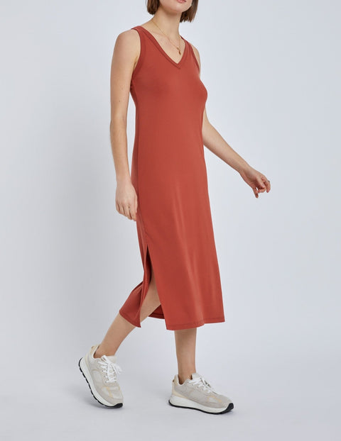 Pia Swing Wide Racerback Maxi Dress with V-Neckline and Side Slits
