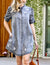 Eva washed out denim dress with shirring detail on the sleeve