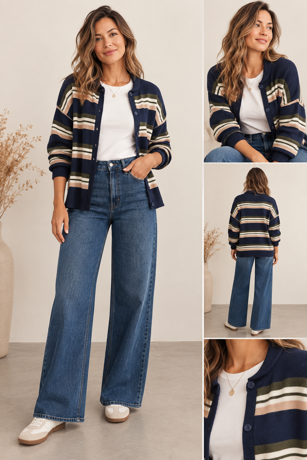 Emillia Multi Colour Stripe Knit Cardigan