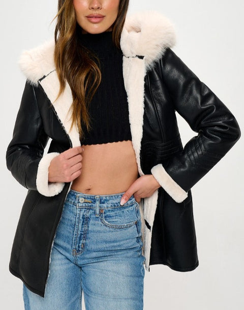 Kacey Vegan Jacket with faux fur interior