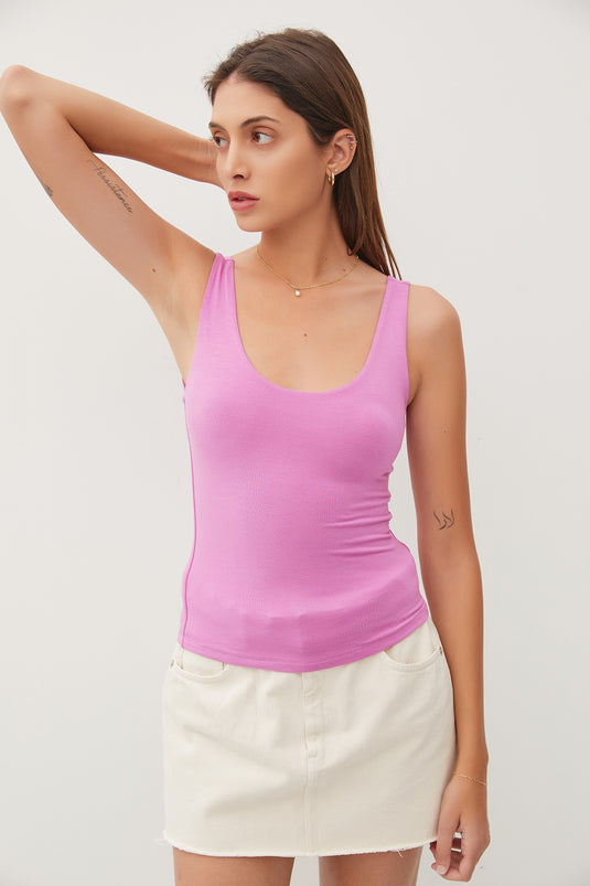 Diya Double Lined Scoop Neck Jersey Tank