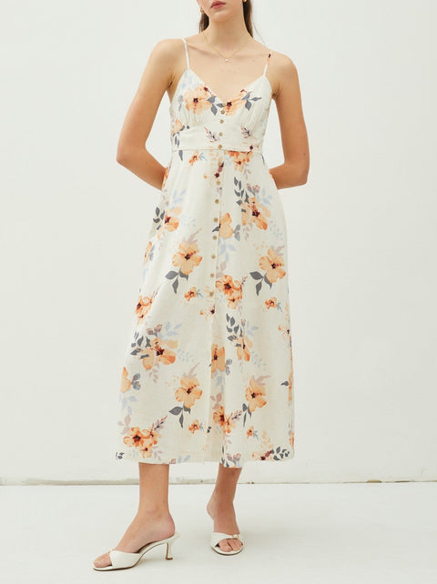 Priti Maxi Length Tank Dress with Button Details Down Front & Slit At The Hemline