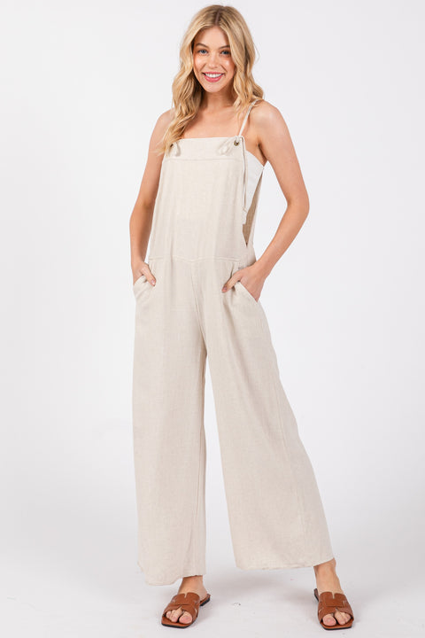 Aysha Spaghetti Strap Wide Leg Jumpsuit with Side Pockets