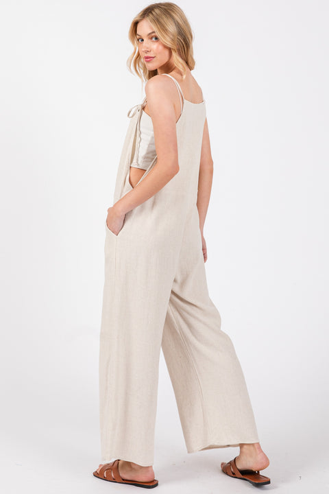 Aysha Spaghetti Strap Wide Leg Jumpsuit with Side Pockets