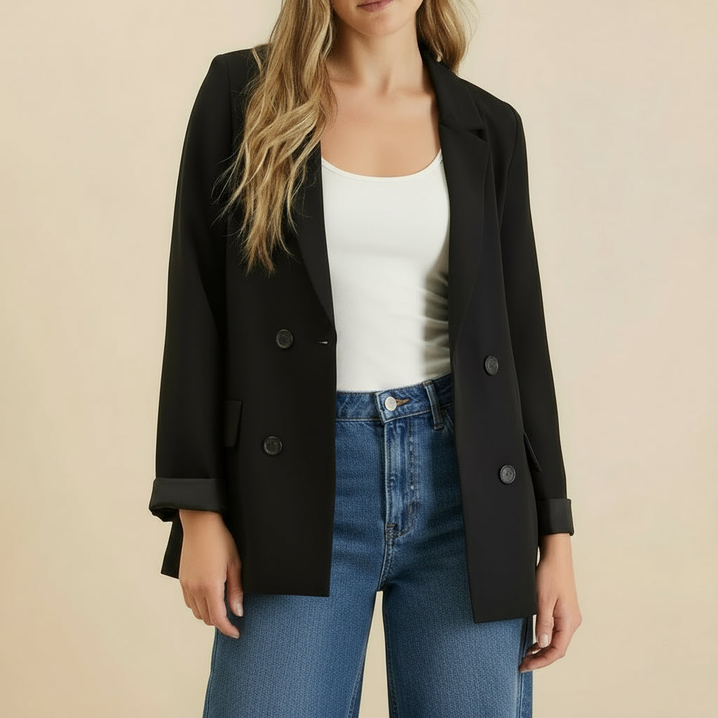 Judith Solid Folded Sleeve Blazer
