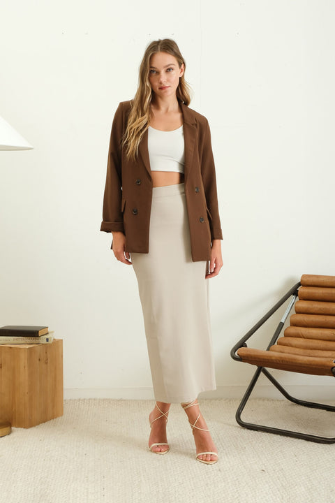 Judith Solid Folded Sleeve Blazer