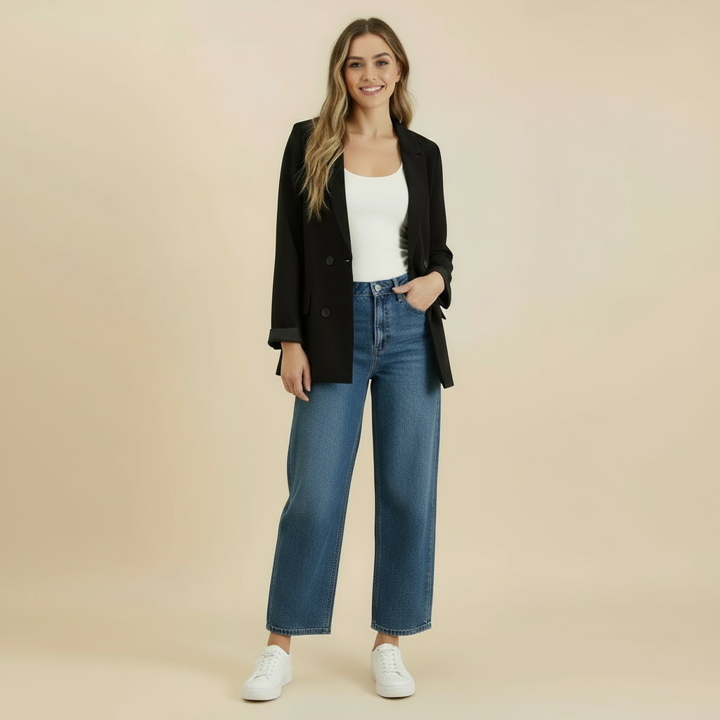 Judith Solid Folded Sleeve Blazer