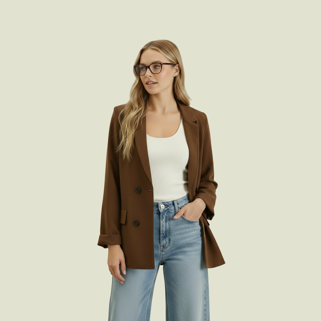 Judith Solid Folded Sleeve Blazer