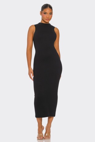 Maven Sleeveless Mock Neck Knit Midi Dress