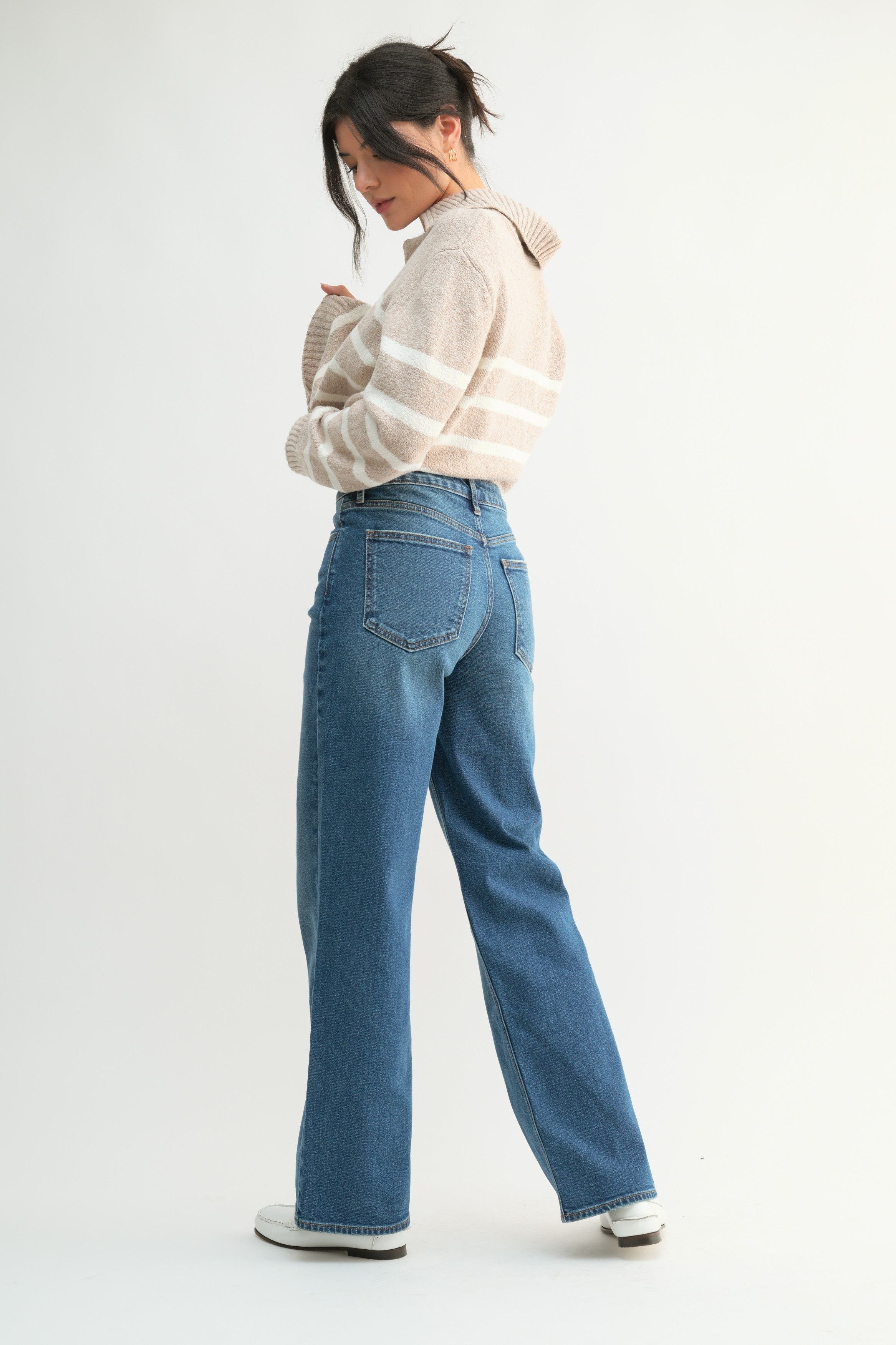 Claire High Rise Full Length Straight Leg Denim Pants