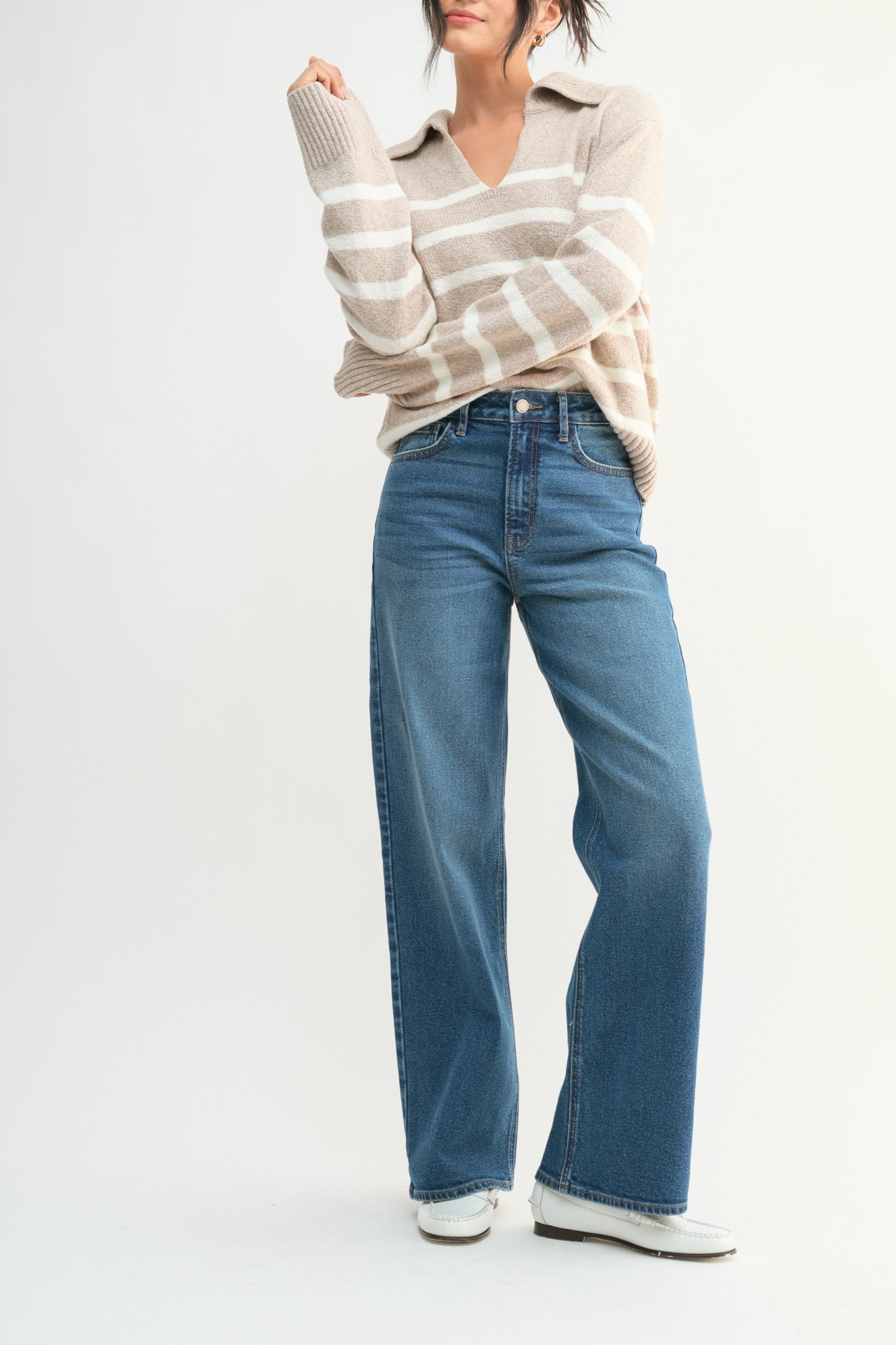 Claire High Rise Full Length Straight Leg Denim Pants