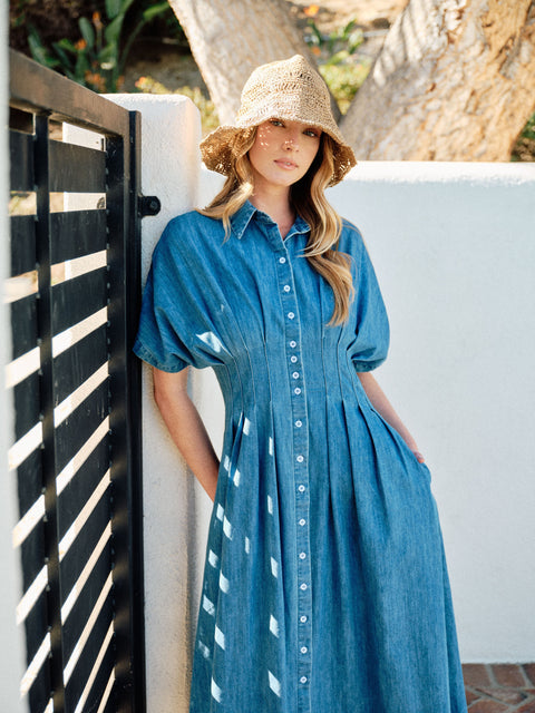Soraya Button Front Pleated Midi Dress