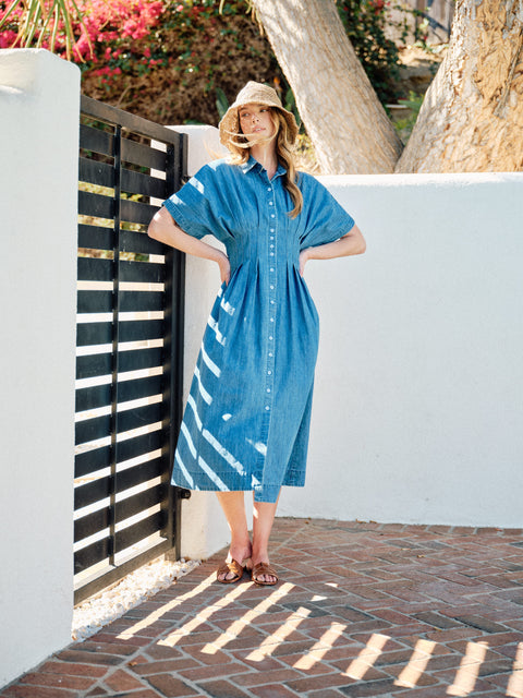 Soraya Button Front Pleated Midi Dress