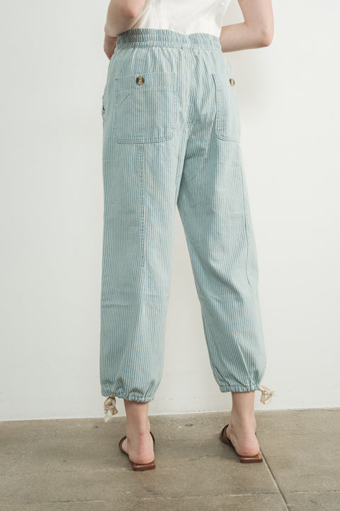 Living My Best Life Relaxed Fit Pull-On Denim striped Jogger