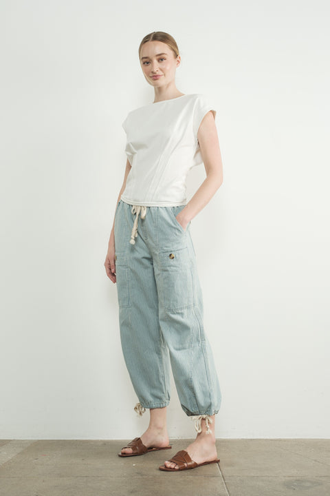 Living My Best Life Relaxed Fit Pull-On Denim striped Jogger