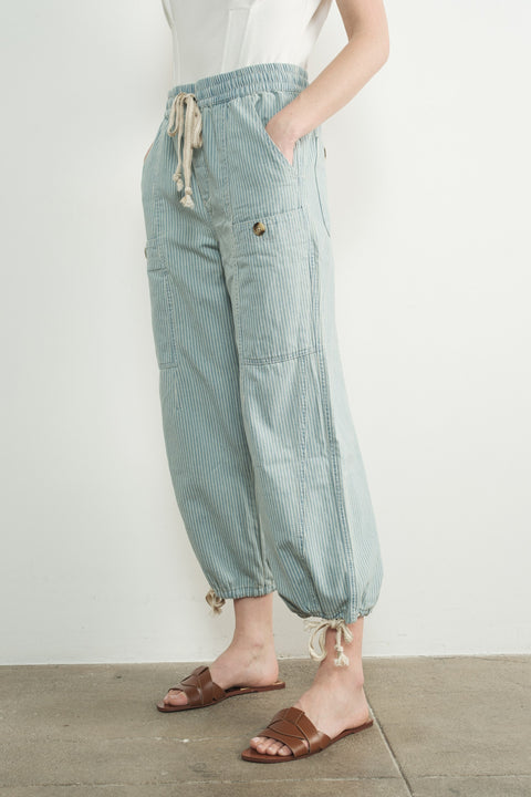 Living My Best Life Relaxed Fit Pull-On Denim striped Jogger