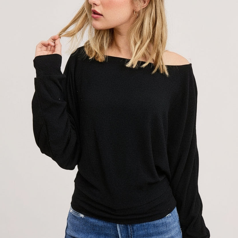 Nora Crepe Boatneck Knit Top