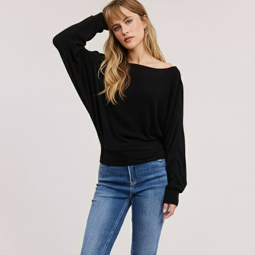 Nora Crepe Boatneck Knit Top